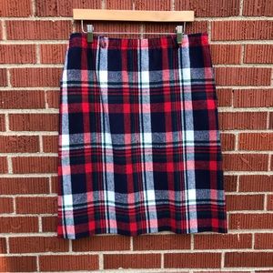 Vintage womens red blue tartan plaid skirt size 11 school girl preppy academic